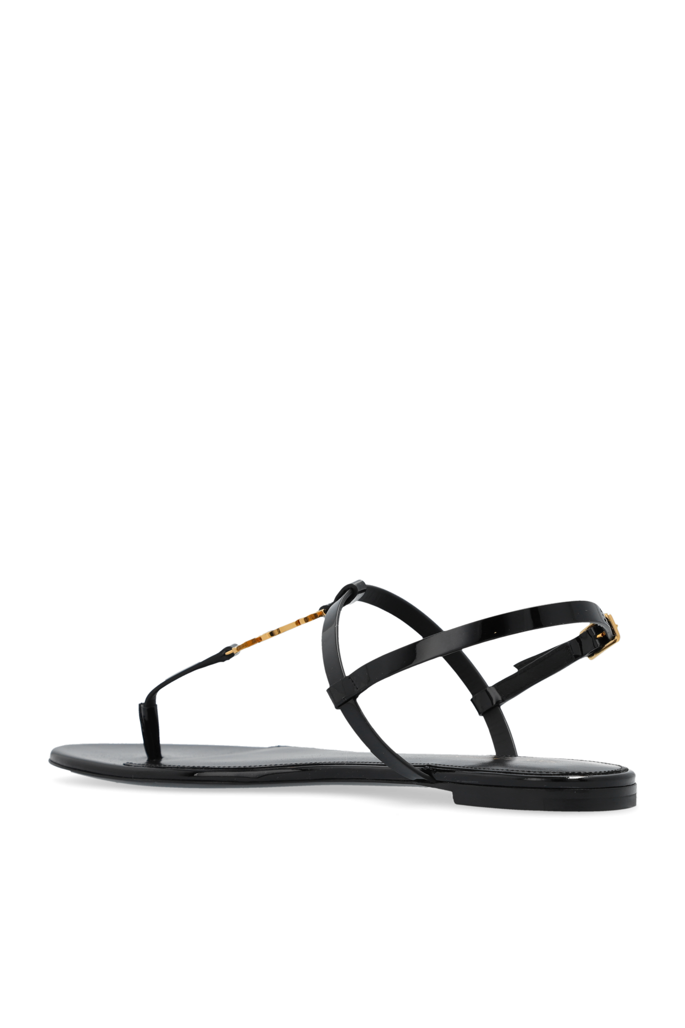【SAINT LAURENT】 Cassandra Sandals SAINT LAURENT Cassandra logo-embellished patent-leather